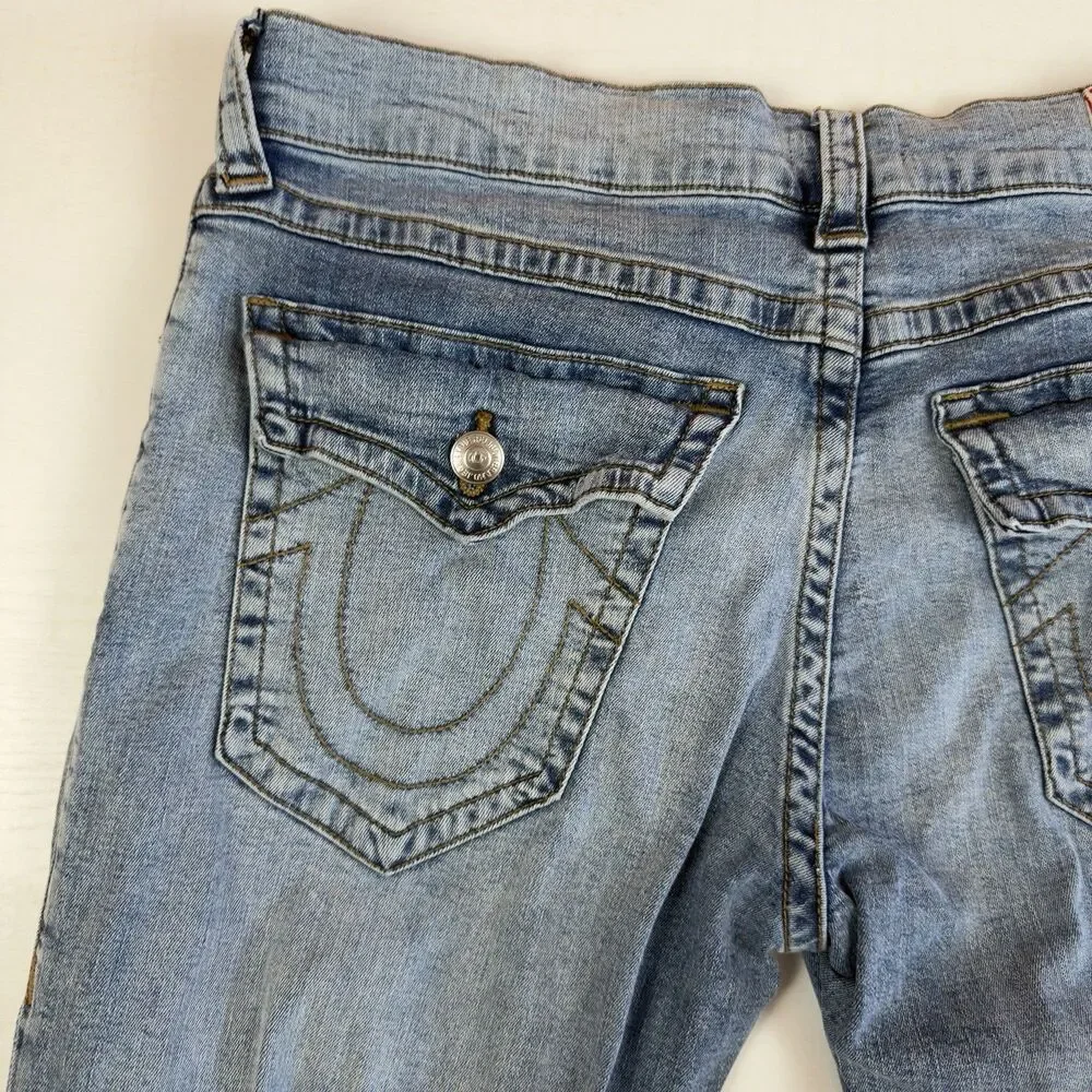 True Religion Ricky Relaxed Straight Jeans Men’s 34w 33x Light Wash Blue